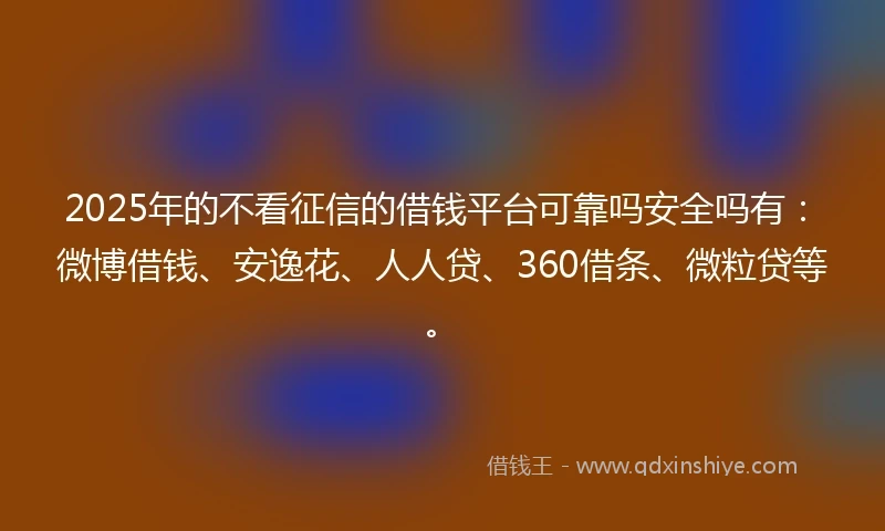 2025年的不看征信的借钱平台可靠吗安全吗有：微博借钱、安逸花、人人贷、360借条、微粒贷等。