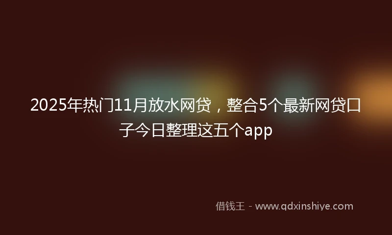 2025年热门11月放水网贷，整合5个最新网贷口子今日整理这五个app