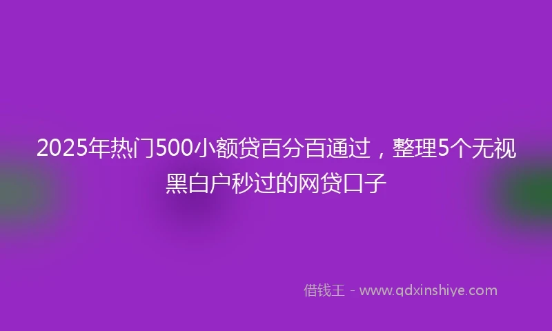 2025年热门500小额贷百分百通过，整理5个无视黑白户秒过的网贷口子