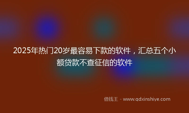 2025年热门20岁最容易下款的软件，汇总五个小额贷款不查征信的软件