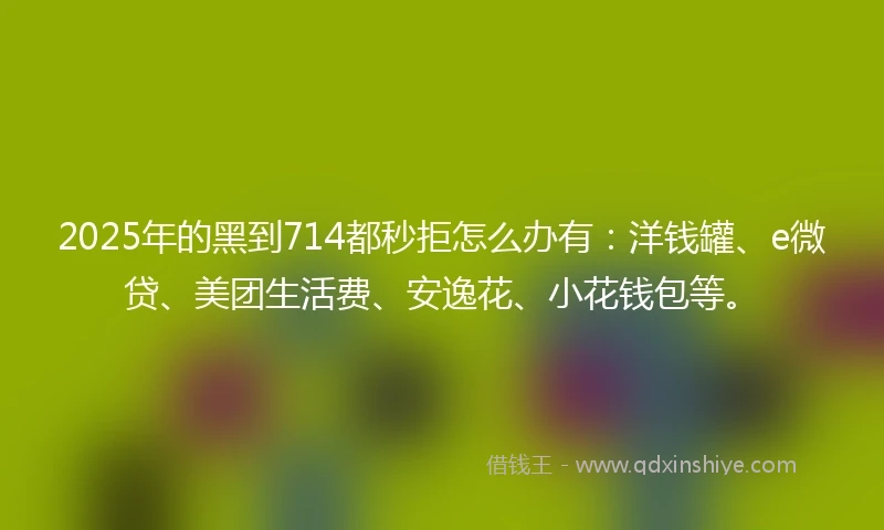 2025年的黑到714都秒拒怎么办有：洋钱罐、e微贷、美团生活费、安逸花、小花钱包等。