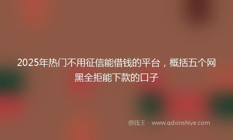 2025年热门不用征信能借钱的平台，概括五个网黑全拒能下款的口子