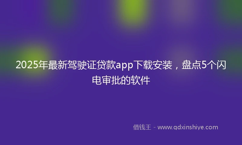 2025年最新驾驶证贷款app下载安装，盘点5个闪电审批的软件