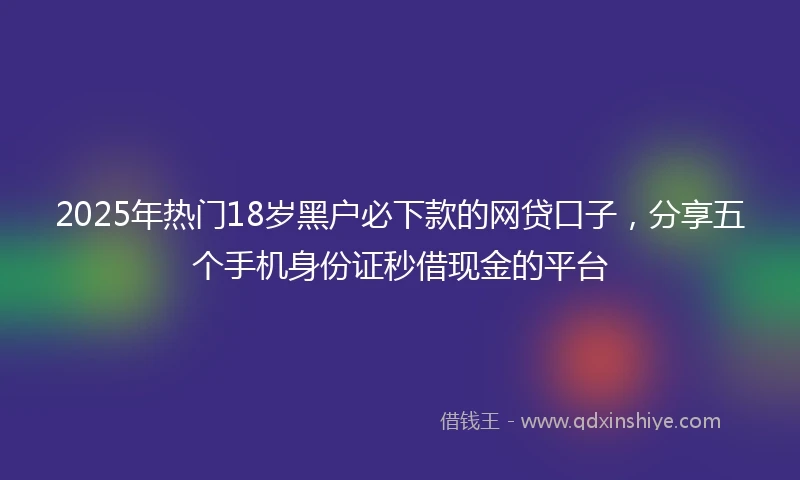 2025年热门18岁黑户必下款的网贷口子，分享五个手机身份证秒借现金的平台