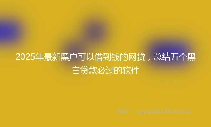 2025年最新黑户可以借到钱的网贷，总结五个黑白贷款必过的软件
