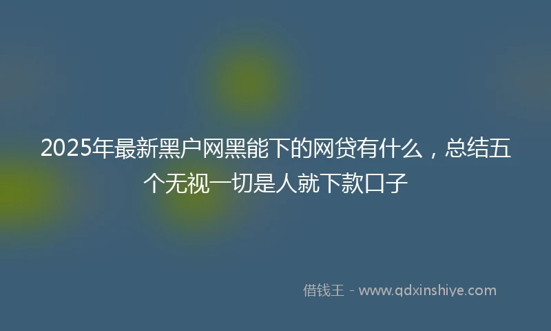 2025年最新黑户网黑能下的网贷有什么，总结五个无视一切是人就下款口子