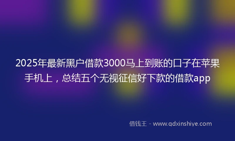 2025年最新黑户借款3000马上到账的口子在苹果手机上，总结五个无视征信好下款的借款app