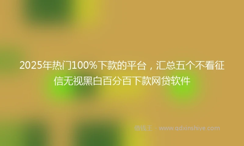 2025年热门100%下款的平台，汇总五个不看征信无视黑白百分百下款网贷软件