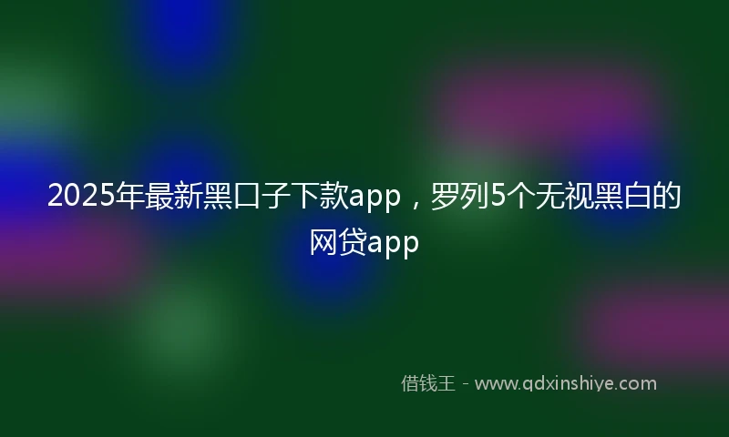 2025年最新黑口子下款app，罗列5个无视黑白的网贷app