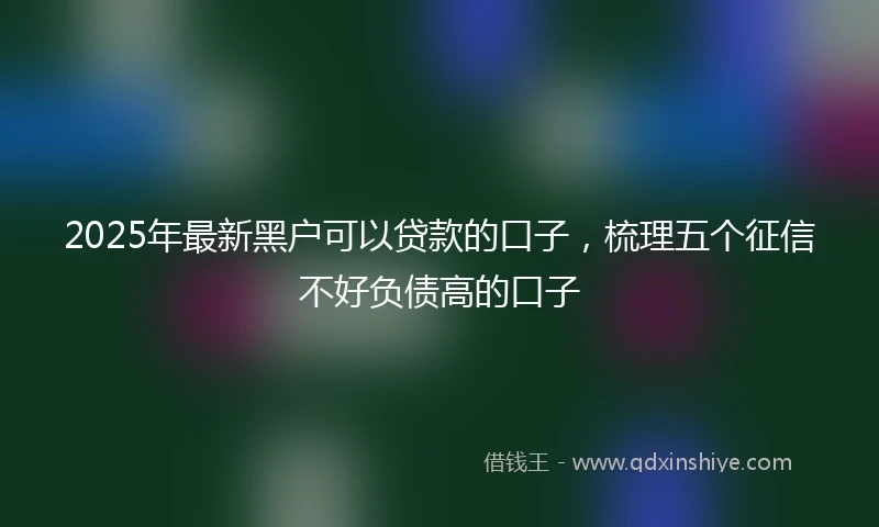2025年最新黑户可以贷款的口子，梳理五个征信不好负债高的口子