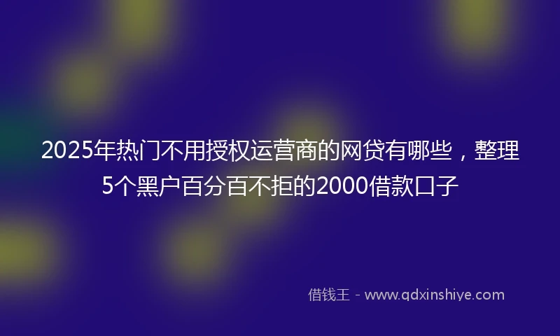 2025年热门不用授权运营商的网贷有哪些，整理5个黑户百分百不拒的2000借款口子