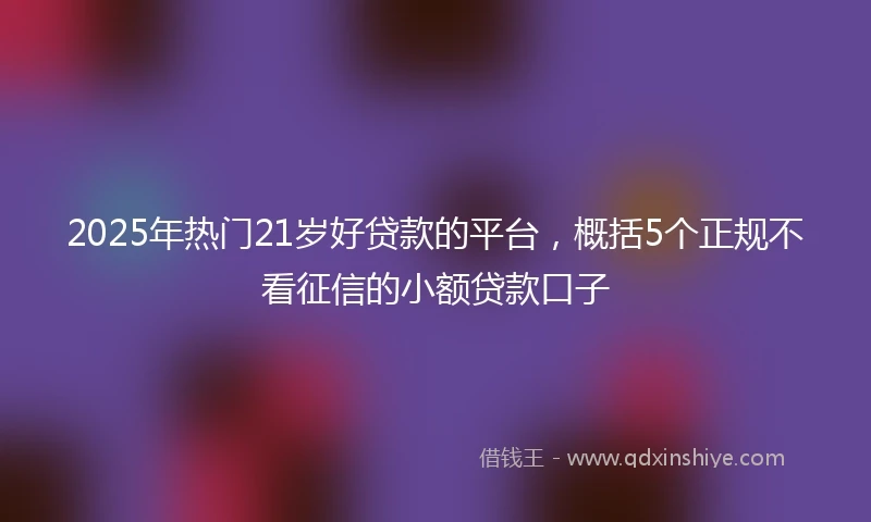 2025年热门21岁好贷款的平台，概括5个正规不看征信的小额贷款口子