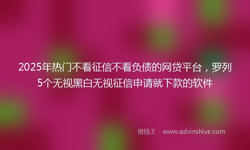2025年热门不看征信不看负债的网贷平台，罗列5个无视黑白无视征信申请就下款的软件