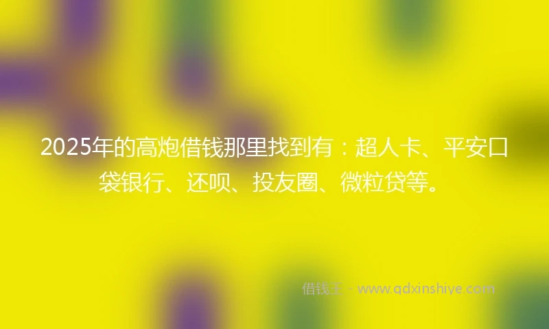 2025年的高炮借钱那里找到有：超人卡、平安口袋银行、还呗、投友圈、微粒贷等。