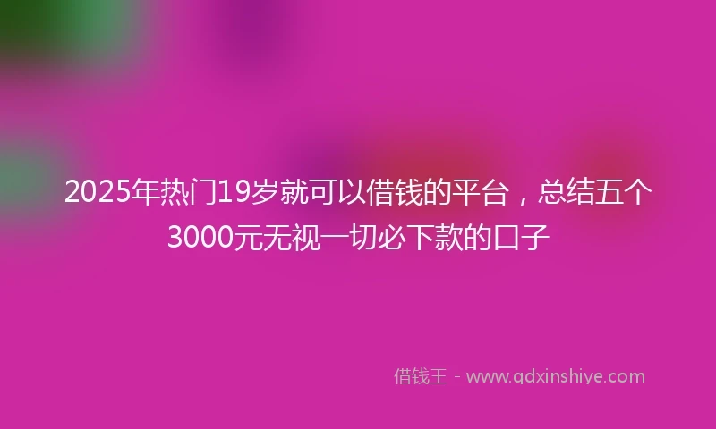 2025年热门19岁就可以借钱的平台，总结五个3000元无视一切必下款的口子