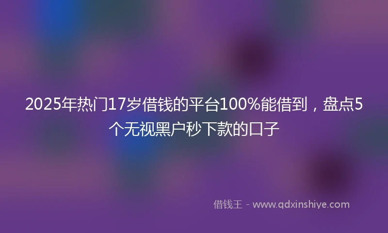 2025年热门17岁借钱的平台100%能借到，盘点5个无视黑户秒下款的口子