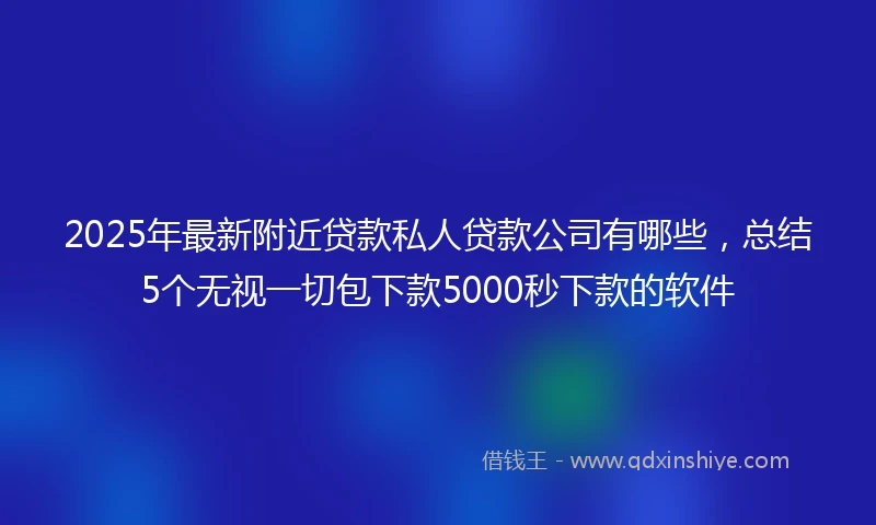 2025年最新附近贷款私人贷款公司有哪些，总结5个无视一切包下款5000秒下款的软件
