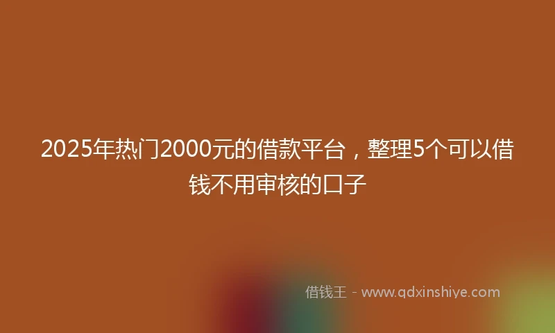 2025年热门2000元的借款平台，整理5个可以借钱不用审核的口子