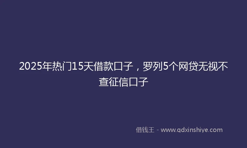 2025年热门15天借款口子，罗列5个网贷无视不查征信口子