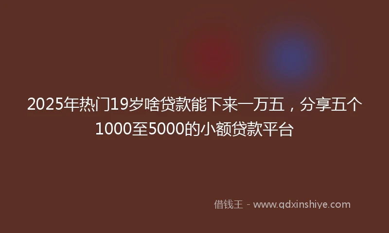 2025年热门19岁啥贷款能下来一万五，分享五个1000至5000的小额贷款平台