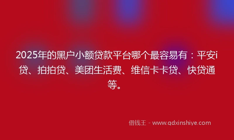 2025年的黑户小额贷款平台哪个最容易有：平安i贷、拍拍贷、美团生活费、维信卡卡贷、快贷通等。