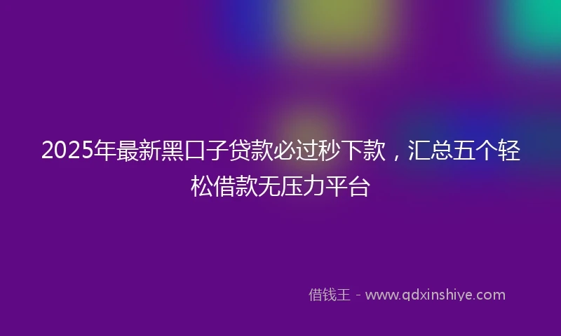 2025年最新黑口子贷款必过秒下款,汇总五个轻松借款无压力平台