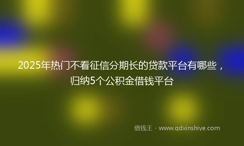2025年热门不看征信分期长的贷款平台有哪些，归纳5个公积金借钱平台