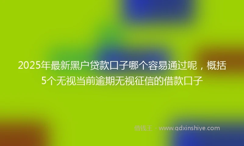 2025年最新黑户贷款口子哪个容易通过呢，概括5个无视当前逾期无视征信的借款口子