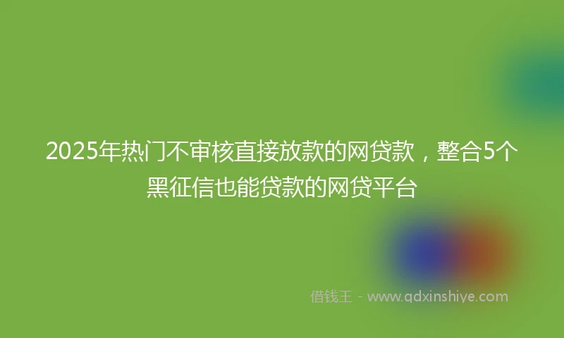 2025年热门不审核直接放款的网贷款，整合5个黑征信也能贷款的网贷平台