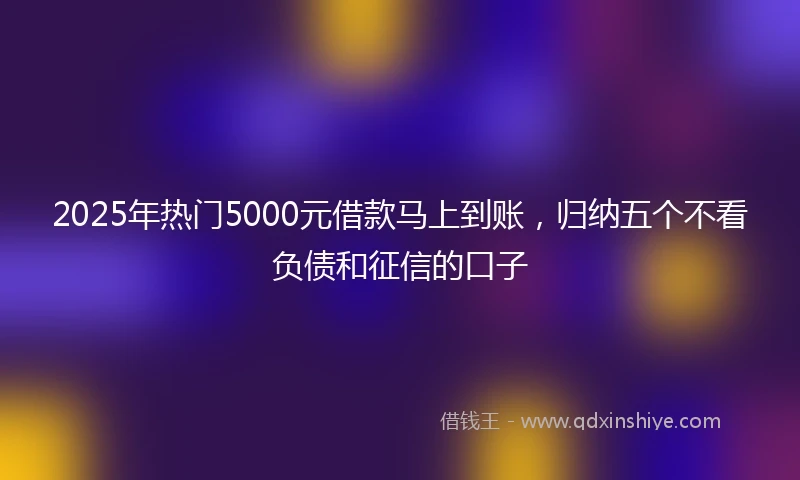 2025年热门5000元借款马上到账，归纳五个不看负债和征信的口子