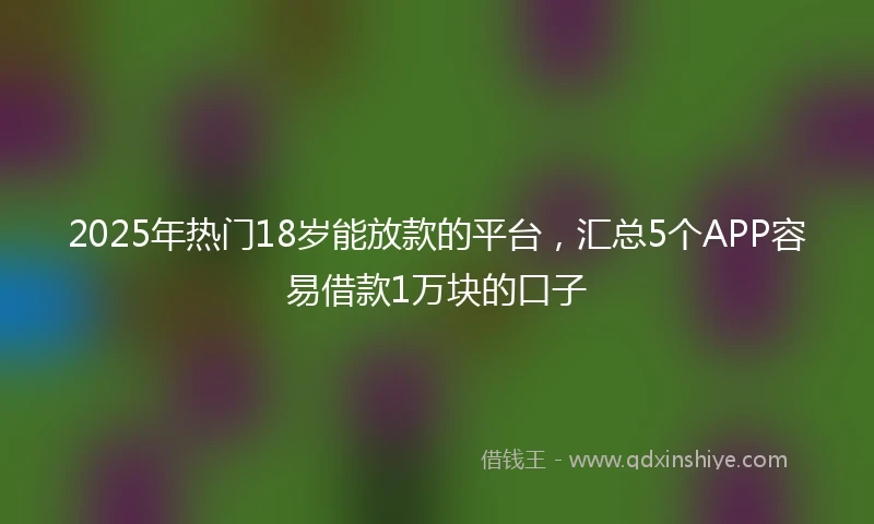 2025年热门18岁能放款的平台，汇总5个APP容易借款1万块的口子