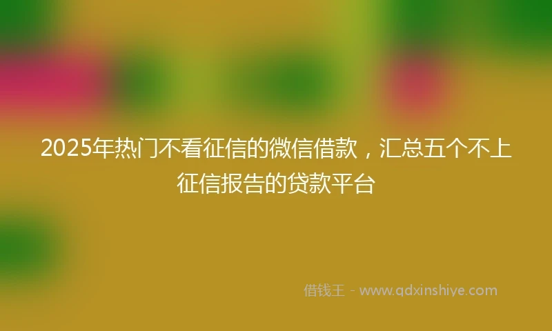 2025年热门不看征信的微信借款，汇总五个不上征信报告的贷款平台