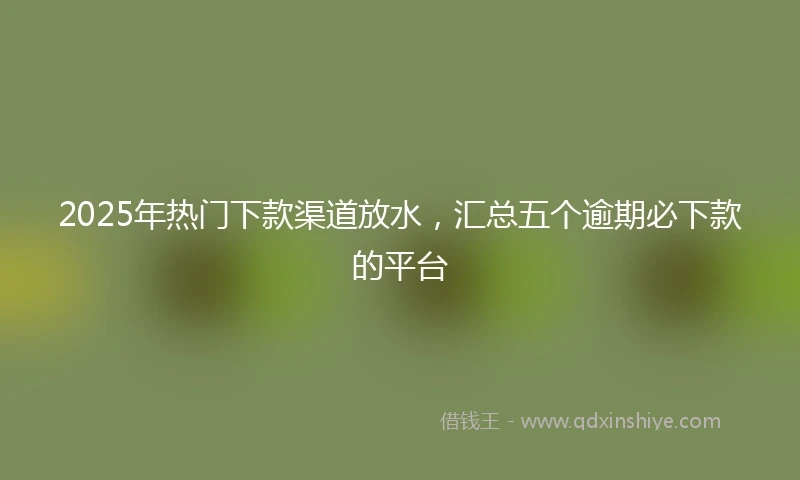 2025年热门下款渠道放水，汇总五个逾期必下款的平台