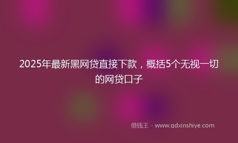 2025年最新黑网贷直接下款，概括5个无视一切的网贷口子
