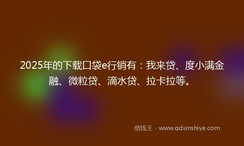 2025年的下载口袋e行销有：我来贷、度小满金融、微粒贷、滴水贷、拉卡拉等。