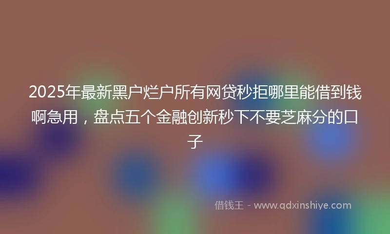 2025年最新黑户烂户所有网贷秒拒哪里能借到钱啊急用，盘点五个金融创新秒下不要芝麻分的口子