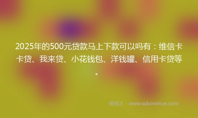 2025年的500元贷款马上下款可以吗有：维信卡卡贷、我来贷、小花钱包、洋钱罐、信用卡贷等。