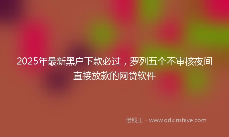 2025年最新黑户下款必过，罗列五个不审核夜间直接放款的网贷软件