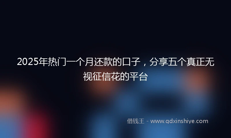 2025年热门一个月还款的口子,分享五个真正无视征信花的平台