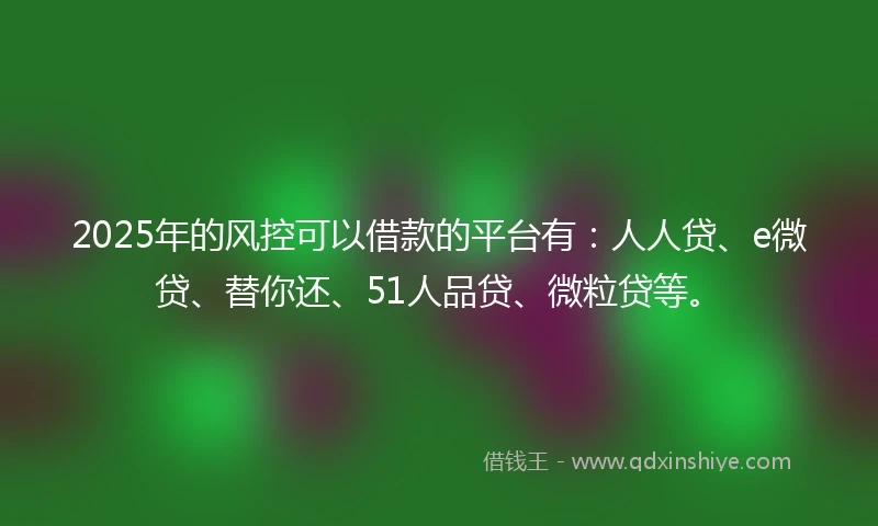 2025年的风控可以借款的平台有：人人贷、e微贷、替你还、51人品贷、微粒贷等。