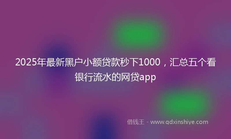 2025年最新黑户小额贷款秒下1000，汇总五个看银行流水的网贷app
