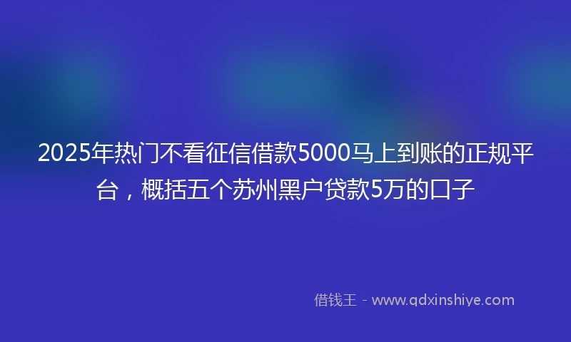 2025年热门不看征信借款5000马上到账的正规平台,概括五个苏州黑户贷款5万的口子