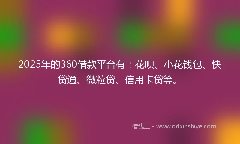 2025年的360借款平台有：花呗、小花钱包、快贷通、微粒贷、信用卡贷等。