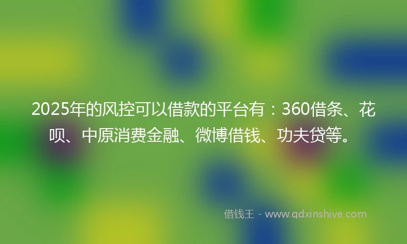 2025年的风控可以借款的平台有：360借条、花呗、中原消费金融、微博借钱、功夫贷等。