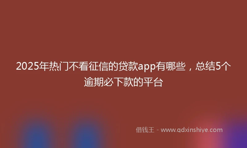 2025年热门不看征信的贷款app有哪些,总结5个逾期必下款的平台