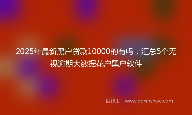 2025年最新黑户贷款10000的有吗，汇总5个无视逾期大数据花户黑户软件