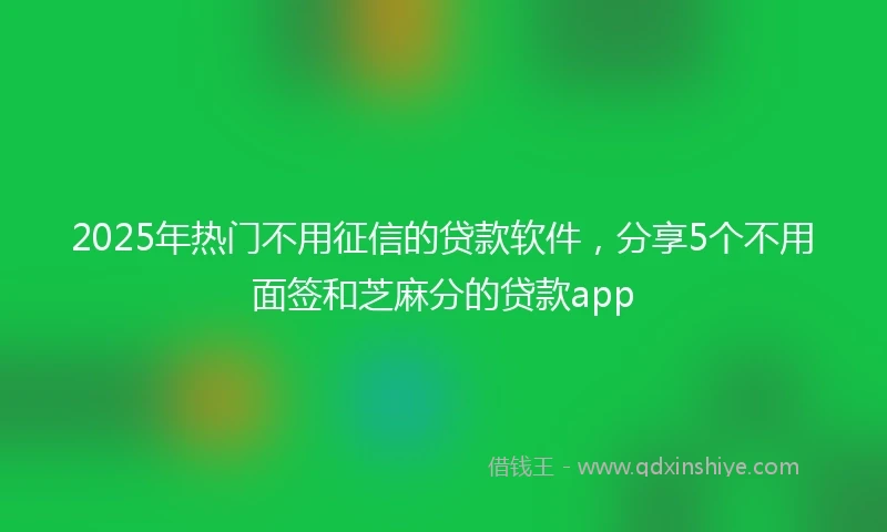 2025年热门不用征信的贷款软件，分享5个不用面签和芝麻分的贷款app
