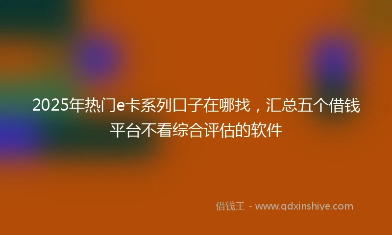 2025年热门e卡系列口子在哪找，汇总五个借钱平台不看综合评估的软件