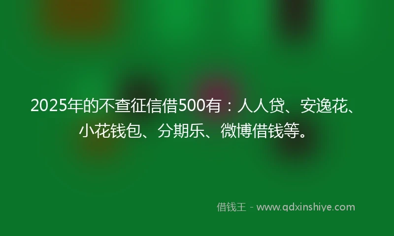 2025年的不查征信借500有：人人贷、安逸花、小花钱包、分期乐、微博借钱等。