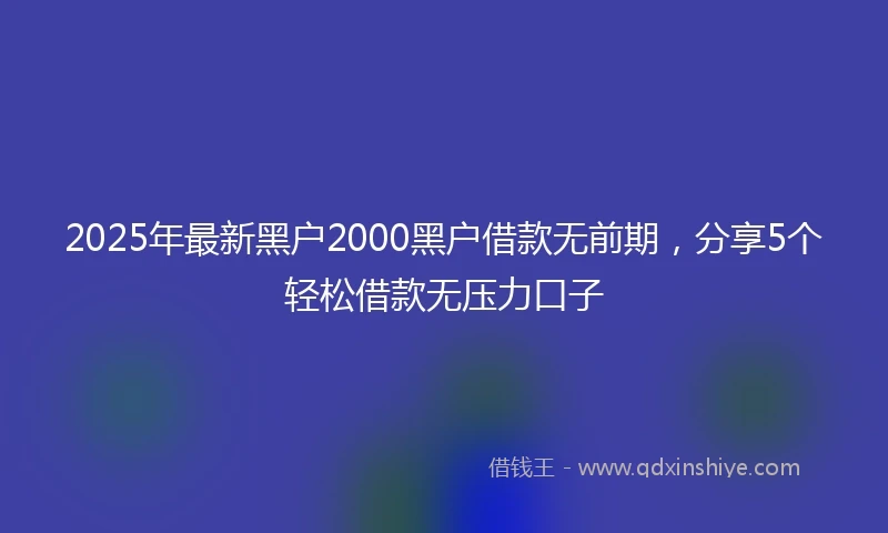 2025年最新黑户2000黑户借款无前期，分享5个轻松借款无压力口子